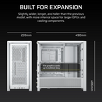 Gabinete Corsair 4000D Airflow Frame Mid-Tower Blanco Modular Vidrio Templado