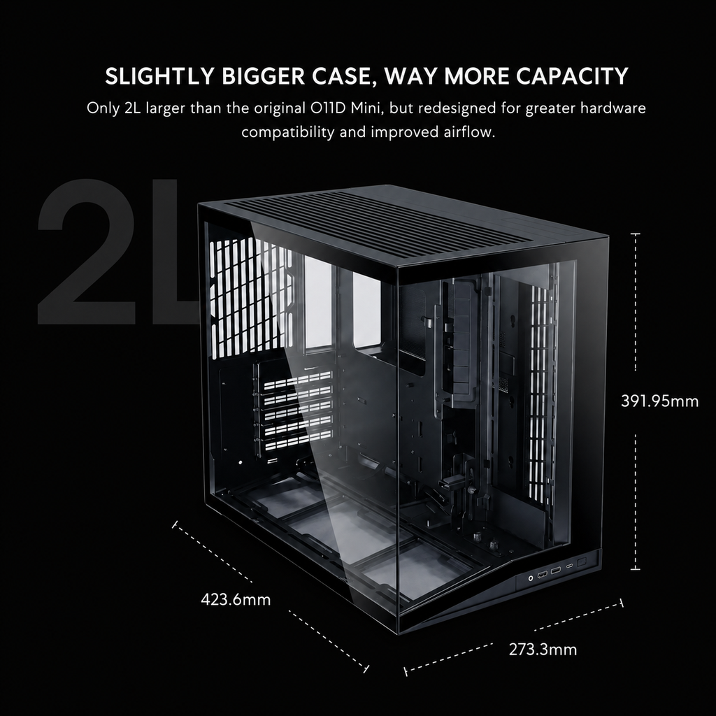 Gabinete Lian Li O11 Dynamic Mini V2 Flow Black ATX Mid-Tower 5x Ventiladores Reversos