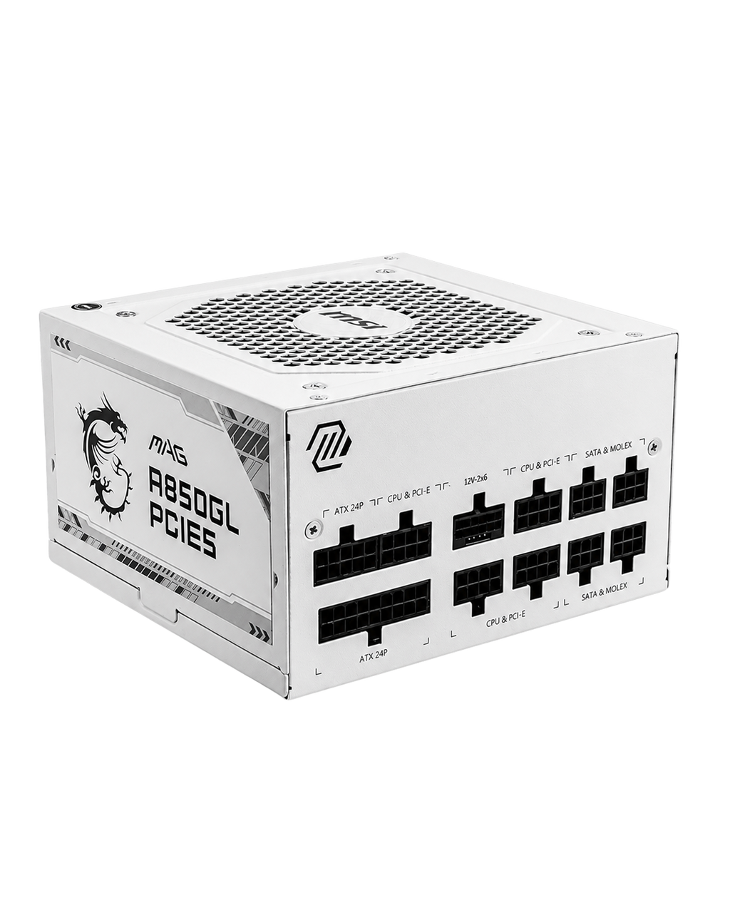 Fuente de Poder MSI MAG A850GL PCIE5 850W 80 Plus Gold ATX 3.1 Full Modular Blanca