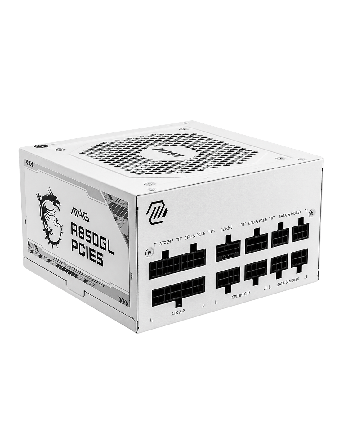 Fuente de Poder MSI MAG A850GL PCIE5 850W 80 Plus Gold ATX 3.1 Full Modular Blanca