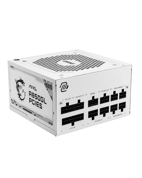 Fuente de Poder MSI MAG A850GL PCIE5 850W 80 Plus Gold ATX 3.1 Full Modular Blanca
