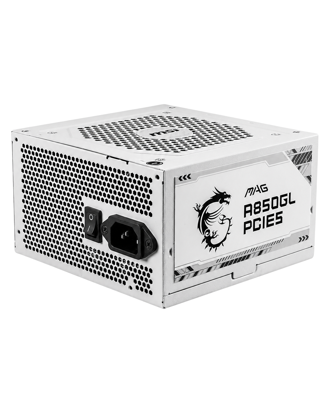 Fuente de Poder MSI MAG A850GL PCIE5 850W 80 Plus Gold ATX 3.1 Full Modular Blanca