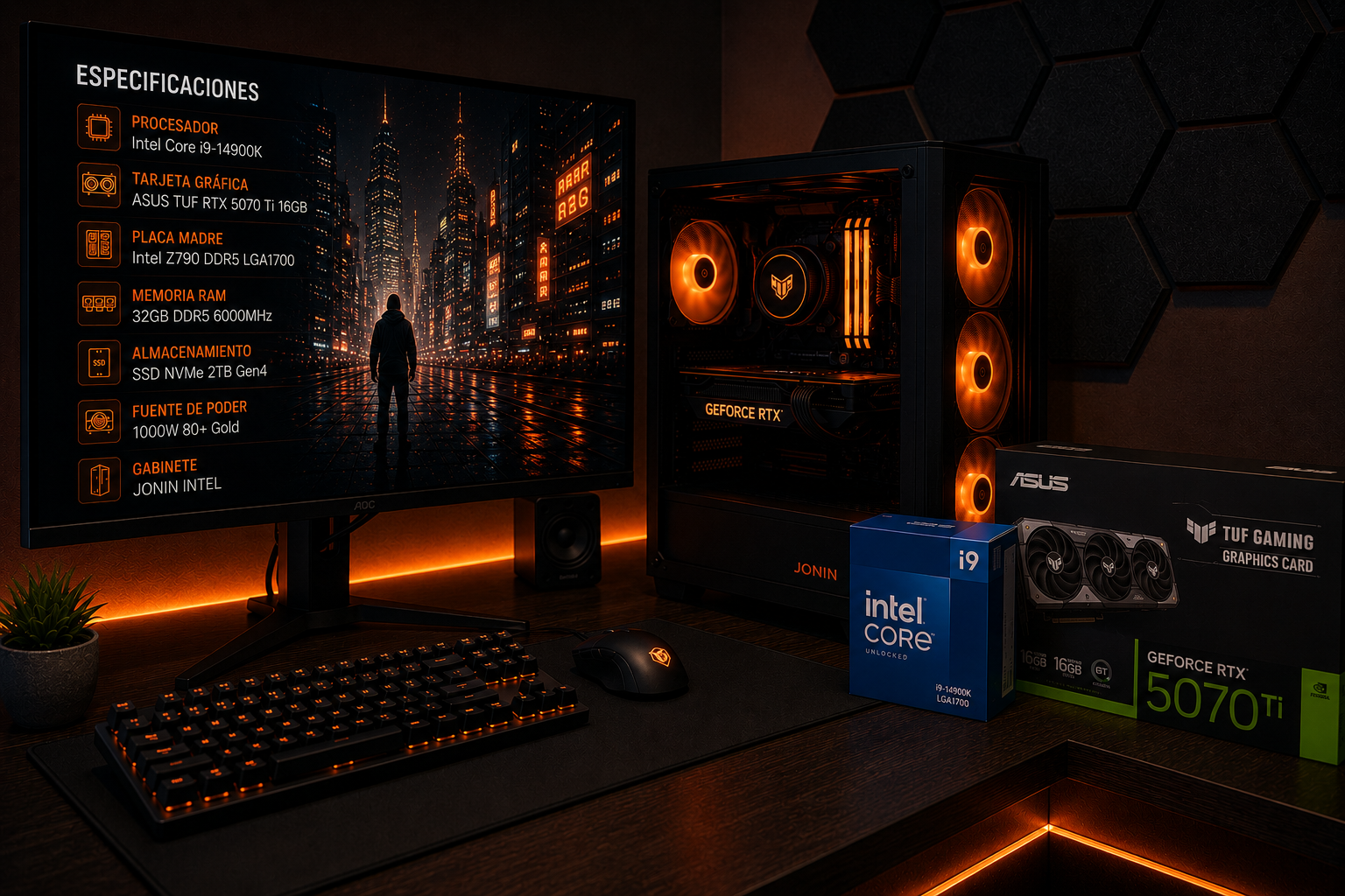 PC Gamer Reikobyte JONIN INTEL — i9-14900K + RTX 5070 Ti 16GB