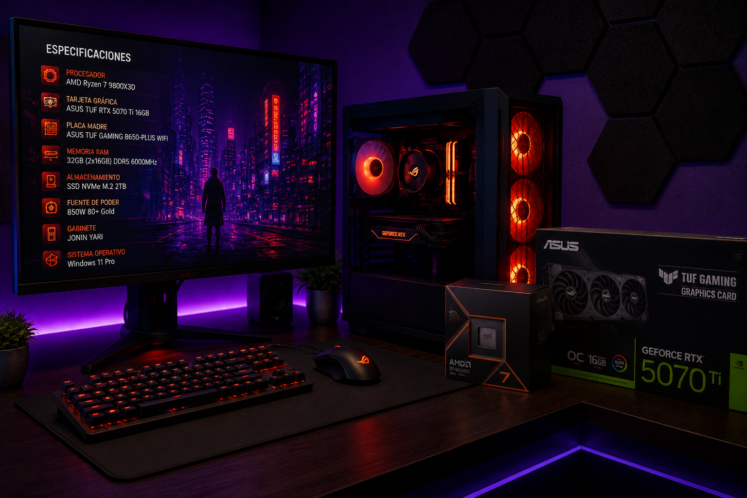 PC Gamer Reikobyte JONIN — Ryzen 7 9800X3D + RTX 5070 Ti 16GB
