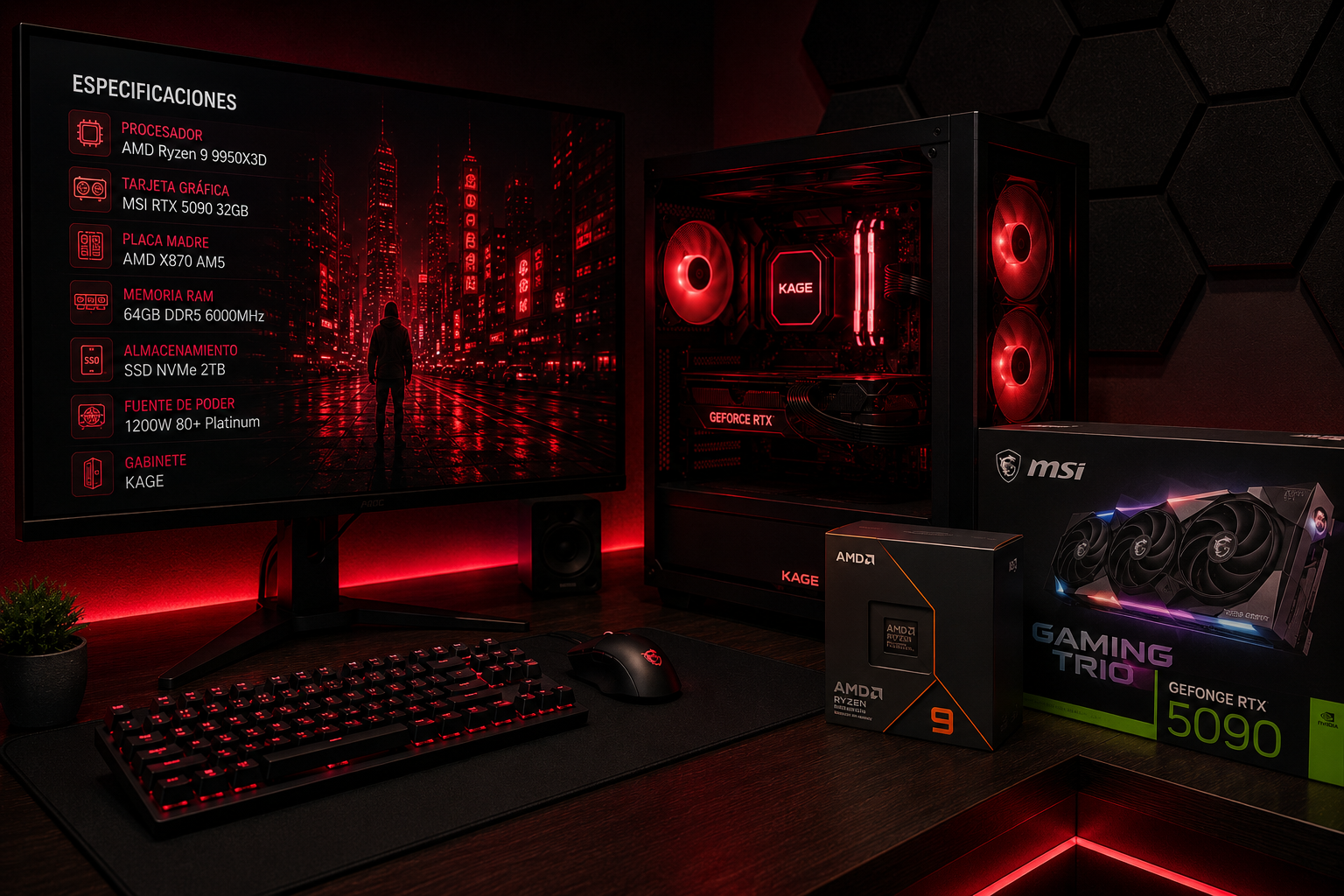 PC Gamer Reikobyte KAGE PRO — Ryzen 9 9900X3D + RTX 5090 32GB