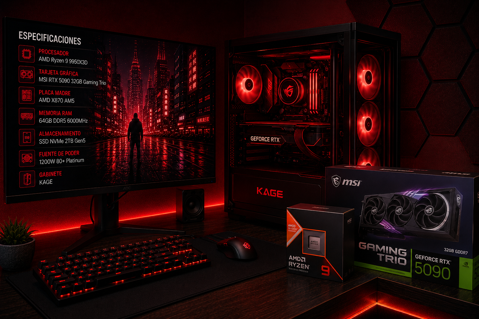 PC Gamer Reikobyte KAGE — Ryzen 9 9950X3D + RTX 5090 32GB