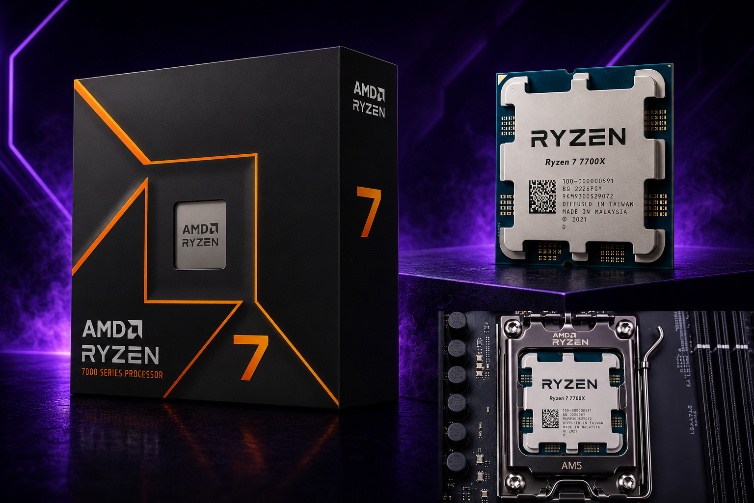 Procesador AMD RYZEN 7 7700X 4.5GHz 8 Núcleos AM5 Sin Cooler