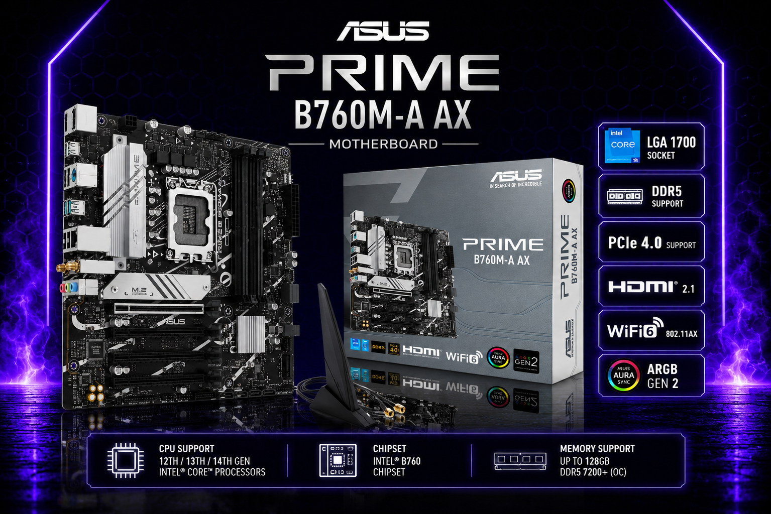 Placa Madre ASUS PRIME B760M-A AX6 II mATX LGA1700 DDR5