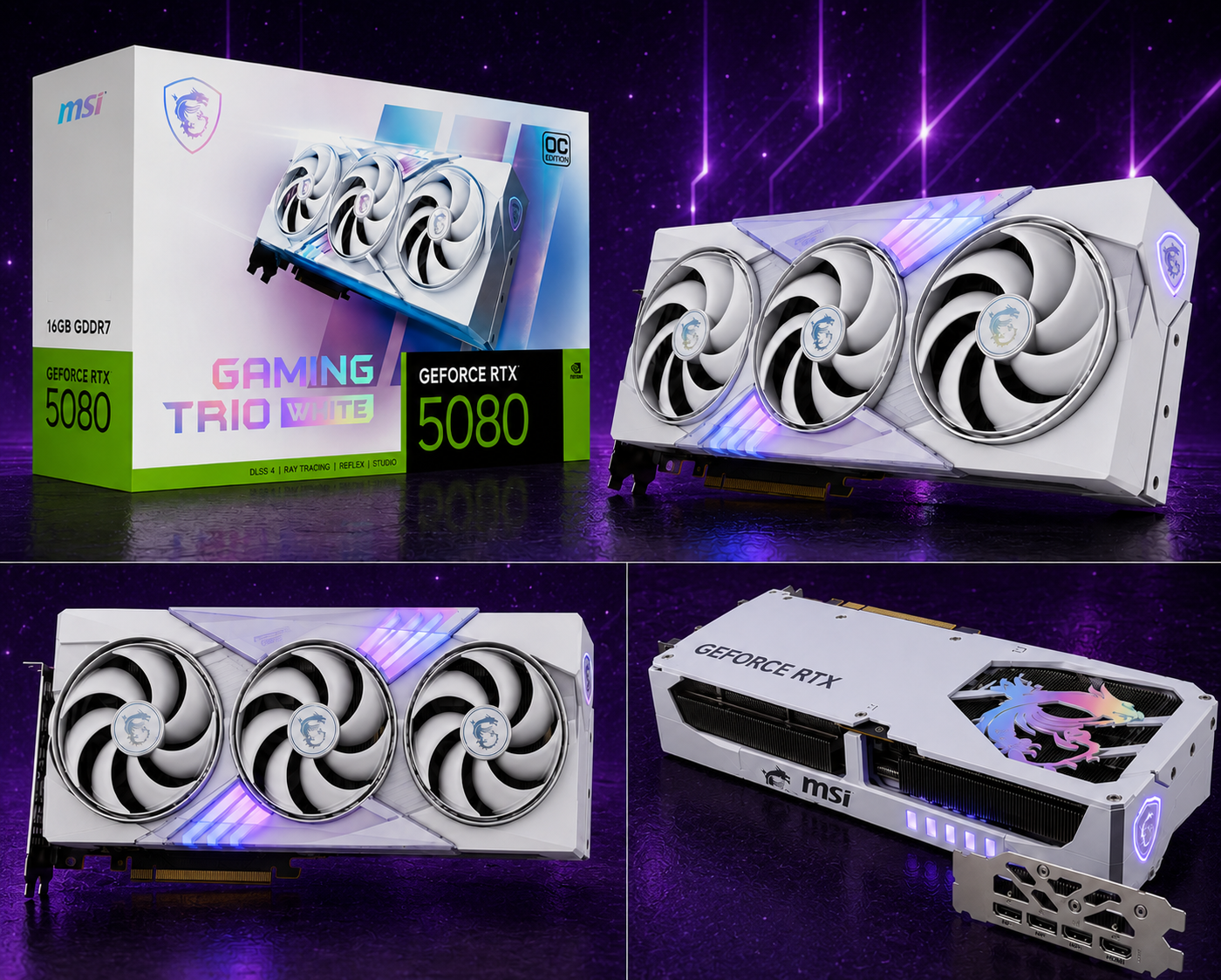 Tarjeta Gráfica MSI GeForce RTX 5080 16GB GDDR7 GAMING TRIO OC White